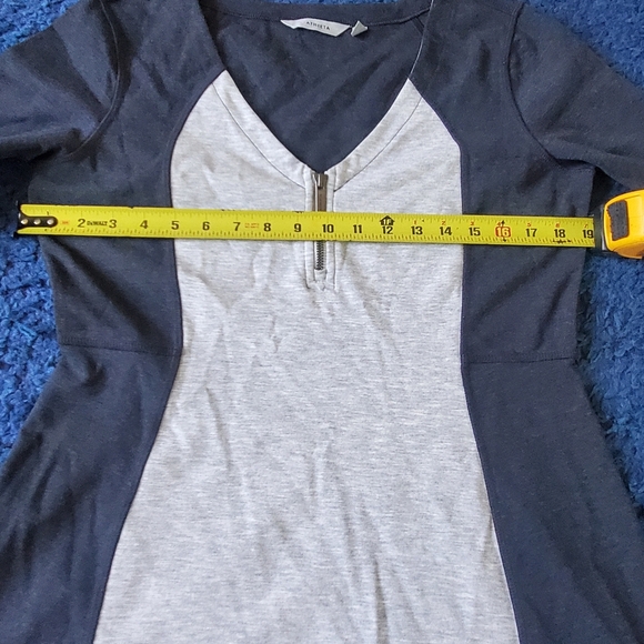 Athleta Zip Neck Long Sleeve Grey Two-tone Dress Size MP - Picture 5 of 9